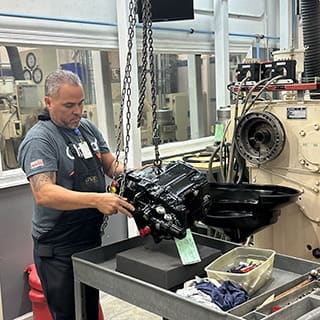 Global AirServices technicians working on aircraft components